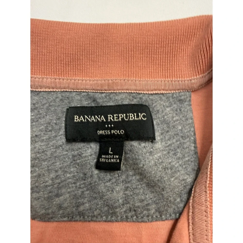 BANANA REPUBLIC Mens Large Salmon Short Sleeve Cotton Dress Polo Shirt P19
